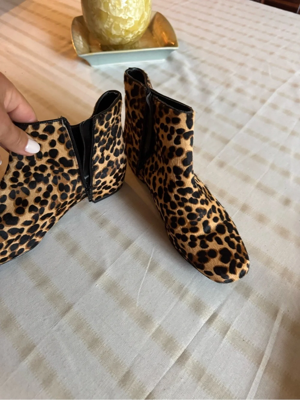 Nine West Leopard Print Ankle Booties - Brown/Black